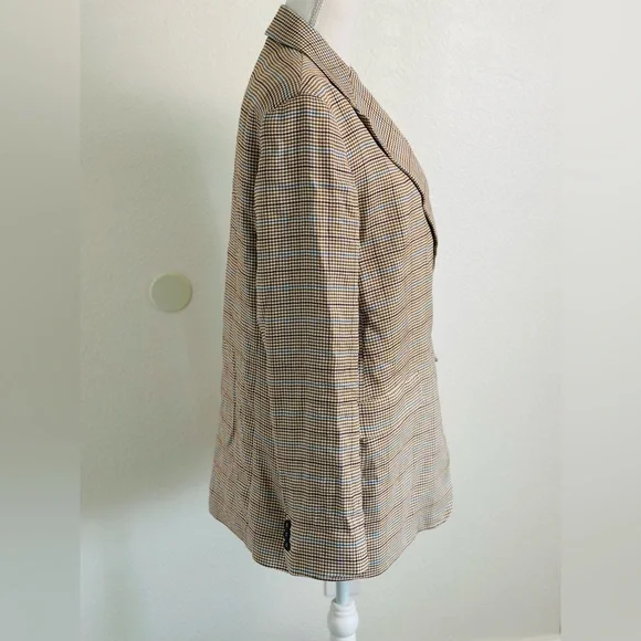 Weekend Max Mara Houndstooth Print Cotton and Linen Blend Blazer Size 16 - Picture 4 of 11